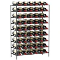 HOMCOM Étagère à vin rack pour bouteilles range-bouteilles capacité 54 bouteilles dim. 63L x 25l x 91H cm métal noir(m-1)