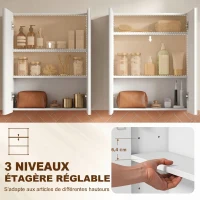 HOMCOM Armoire avec Miroir en Bois Rangement Salle de Bain Fermeture Porte Tampon MDF(m-5)