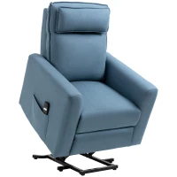 HOMCOM Aufstehhilfe Relaxsessel Fernsehsessel, integrierte Fußstütze, Seitentasche, Kabelfernbedienung, 84 x 89,5 x 105 cm,Blau(m-1)