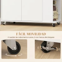 HOMCOM Carrito de Cocina con Ruedas 2 Puertas Estante Ajustable Especieros para Comedor 75x40x80,5 cm Blanco(m-7)