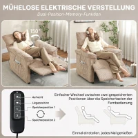 HOMCOM Fauteuil relax électrique massant et chauffant, fauteuil inclinable en velours côtelé, moteur ultra-silencieux, marron(m-5)