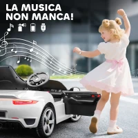 AIYAPLAY Macchina per Bambini 3-5 Anni con Licenza Ufficiale RUF GT, Telecomando, Cintura di Sicurezza e Musica, Bianco(m-7)