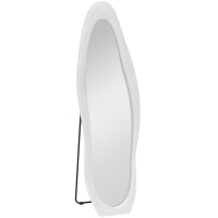 HOMCOM Ganzkörperspiegel, wellige Form, 160 x 50 cm, freistehend, samtartiger Rahmenbezug, Schlafzimmer, Wohnzimmer, Weiß