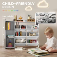AIYAPLAY Toy Storage Unit with 8 Removable Bins, Storage Shelves, Cabinet, White(m-5)