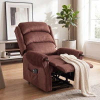 HOMCOM Power Lift Recliner with Vibration Massage and Heat, Lift Chair for Tall with Wood Grip, Pocket Spring, Brown(m-8)