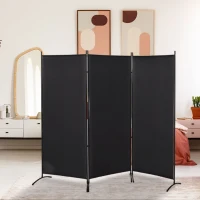 HOMCOM Paravent 3 panneaux dim. 2,53L x 0,5l x 1,82H m Store latéral Brise-Vue paravent sur Pied séparateur métal Polyester(m-10)