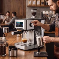 HOMCOM Espresso Machine, 20-Bar Cappuccino Coffee Maker with Frother Wand, 1.6L Tank, Single/Double/Manual Shot, LED Touch(m-8)