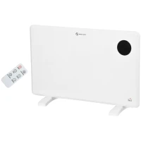 HOMCOM 1200W Electric Convector Heater, Freestanding or Wall Mounted, Space Heater with Adjustable Thermostat, Timer, White(m-10)
