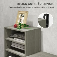 HOMCOM Set de mobilier pentru hol cu cuier, oglindă, bancă cu raft și dulap pentru 8 perechi de pantofi, gri(m-8)
