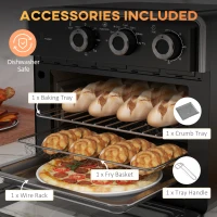 HOMCOM 20L 90-230℃ Mini Convection Oven, with Air Fry Function - Black(m-7)