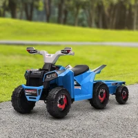 HOMCOM Quad Eléctrico para Niños con Remolque 6V Quad para Niños de 18-36 Meses con Velocidad 2,5 km/h 6 Ruedas Azul(m-10)