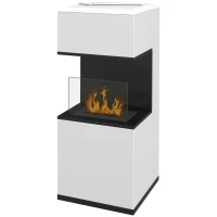 HOMCOM Camino a Bioetanolo da Terra con Bruciatore da 1.2L e Pannello in Vetro, 38x38x100cm, Bianco(m-11)