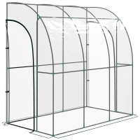 Outsunny Serre de jardin adossée, serre de balcon, bâche renforcée PVC, 2 portes enroulables, 214 x 118 x 212 cm, transparent(m-1)
