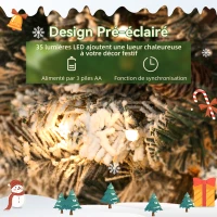 HOMCOM Couronne de Noël lumineuse 60 cm avec 35 LED blanc chaud, minuterie, 98 pointes, pommes de pin, vert et blanc(m-5)