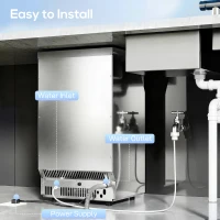 HOMCOM Commercial Ice Maker Machine, 45kg/24H Stainless Steel Under Counter or Freestanding Ice Machine, Silver(m-7)