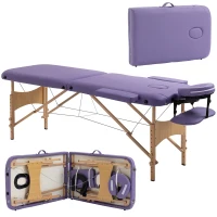 HOMCOM Camilla Plegable con Altura Ajustable 67-92cm para Uso Profesional de Belleza Acupuntura y Fisioterapia 210x81cm Púrpura(m-1)
