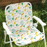 AIYAPLAY Conjunto de Mesa y Sillas Infantil de Jardín 4 Piezas Sillas Plegables Sombrilla Ajustable Diseño de Elefantes Blanco(m-8)