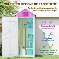 Outsunny Armoire de Jardin Extérieur en Bois, Abri pour Outils, 3 Étagères, 2 Portes à Loquets, 77x54x179cm, Gris Clair(m-4)