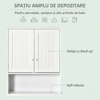 kleankin Dulap Suspendat pentru Baie cu Dulăpior cu 2 Uși și Raft Deschis, Poliță Internă Reglabilă, Alb(m-4)