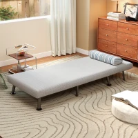 HOMCOM Poltrona Letto Singolo 3 in 1 con Schienale Reclinabile su 5 Livelli, Cuscino Imbottito e Materasso, Divano Letto Singolo Pieghevole per Soggiorno, in Acciaio e Lino, 75x70x75cm, Grigio Chiaro(m-9)