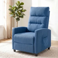 HOMCOM Poltrona Massaggiante e Reclinabile a 160° con Poggiapiedi e Telecomando, 66x91x108 cm, in Ciniglia Blu Scuro(m-9)