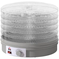 HOMCOM 5 Tier Food Dehydrator, 245W Food Dryer Machine with Adjustable Temperature Control for Drying Fruit, Meat, Vegetable, Jerky and Pet Treat, Grey(m-11)