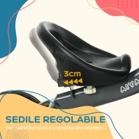 AIYAPLAY Triciclo per Bambini da 2-5 Anni con Seduta Regolabile e Campanello, 70.5x50x58cm, Nero(m-5)