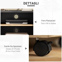 HOMCOM Mobile Porta TV fino 42"con Ruote e Freni, Armadietto e Ripiano Regolabile, 80x45x41 cm, Nero(m-5)