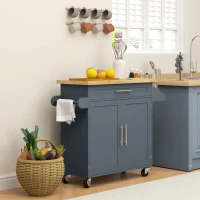 HOMCOM Carrello da Cucina in Legno con Cassetto, Portaspezie e Armadietto, 109x40x89 cm, Grigio e Color Legno(m-9)