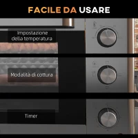 HOMCOM Fornetto Elettrico da 30L con 3 Funzioni di Cottura, Temperatura Regolabile e Timer, 1600W, Argento(m-7)