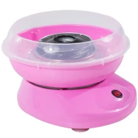 HOMCOM Máquina de Algodón de Azúcar de Uso doméstico de Polipropileno Acero Inox. y Aluminio 450W-550W 27x26x18 cm Rosa(m-11)