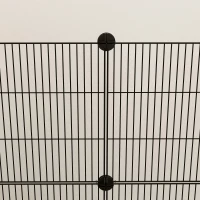 PawHut Enclos pour petits animaux, cage à lapin modulable 2 niveaux, 39 panneaux avec rampe, en acier, 140 x 70 x 105 cm, noir(m-12)