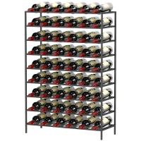 HOMCOM Scaffale Portabottiglie 6 Bottiglie su 9 Livelli, Totale: 54 in Acciaio Resistente all'Umidità Salvaspazio Nero 63x25x91cm 90kg(intero)(m-7)