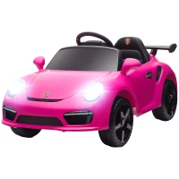 AIYAPLAY Coche Eléctrico para Niños con Licencia RUF CTR 3 Clubsport Mando a Distancia Motor Doble Ruedas Auxiliares Rosa(m-11)