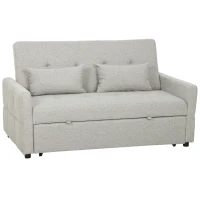 HOMCOM Canapé convertible 2 places 3 en 1, canapé-lit clic-clac, lit gigogne, dossier réglable, 158x85x85cm, marron clair(m-1)