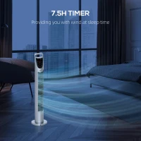HOMCOM 31 Inch Bladeless Oscillating Tower Fan with 70° Oscillation, Remote Control, 7.5H Timer, 3 Speed 3 Modes, Electric Floor Standing Cooling Fan for Home Bedroom Office, Silver(m-7)