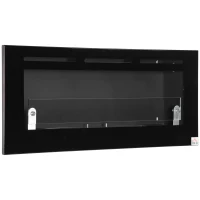 HOMCOM Cheminée bioéthanol Murale encastrable brûleur 2,8 L, environ 3,5 h de durée de combustion dim. 102L x 16l x 43H cm Couverture 25-30 m² Métal(m-11)