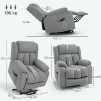 HOMCOM Power Lift Recliner Chair with Vibration Massage, Lift Chair for Elderly with Footrest, Remote, Side Pocket, Light Grey(m-3)