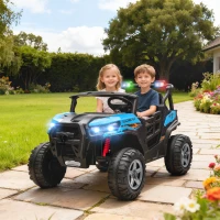 AIYAPLAY 24V Electric Ride on Car, 2-Seater Electric Car for Kids with Remote, Bluetooth, Soft Start, Suspension Spring, Blue(m-2)