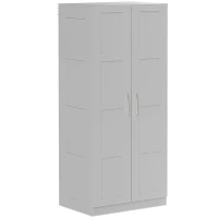 HOMCOM Double Paneled Door Wardrobe, with Shelves - Grey(m-1)