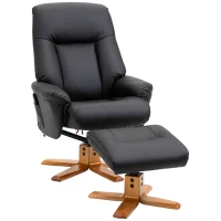 HOMCOM Electric Massage Recliner Chair with Ottoman, Faux Leather Swivel Recliner with Remote Control and 5 Modes for Living Room, Black(m-13)
