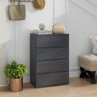 HOMCOM Commode 4 tiroirs, meuble de rangement à haute brillance, fermeture douce et silencieuse, 55 x 34 x 80 cm, gris(m-8)