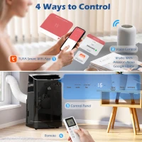 HOMCOM 14000 BTU Mobile Air Conditioner, 35m², Smart Home WiFi, with Dehumidifier, Fan, 24H Timer, Window Kit, Black(m-5)