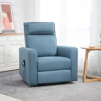 HOMCOM Aufstehhilfe Relaxsessel Fernsehsessel, integrierte Fußstütze, Seitentasche, Kabelfernbedienung, 84 x 89,5 x 105 cm,Blau(m-10)