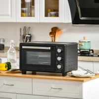 HOMCOM 21L Mini Countertop Oven, 100°C-230°C Adjustable Temp - Black(m-3)