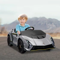 AIYAPLAY Carro Elétrico para Crianças Lamborghini 12V Controlo Remoto Faróis Buzina Arranque Lento e Música MP3 114,5x64x45,5 cm Cinza(m-10)