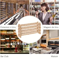 HOMCOM Casier à bouteilles pour 48 bouteilles, étagère à vin avec 4 niveaux modulable, 114×28×56,5cm, bois naturel(m-7)