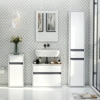 HOMCOM Mobiletto Sottolavabo e Copricolonna per il Bagno, in Legno Bianco con 2 Cassetti e Taglio a U, 67 x 36 x 52cm(m-6)