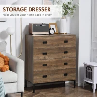HOMCOM Chest of Drawers, Bedside Table Set with Drawers, Coffee(m-4)