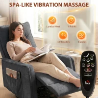 HOMCOM Recliner Armchair, Chenille Recliner Chair with Massage and Heat, 360° Swivel Rocking Manual Recliner, Dark Grey(m-4)